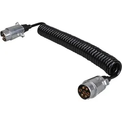 ProPlus Spiralkabel mit 2x Stecker 7-polig Metall im Blister (4.50 m), Stromkabel, Schwarz
