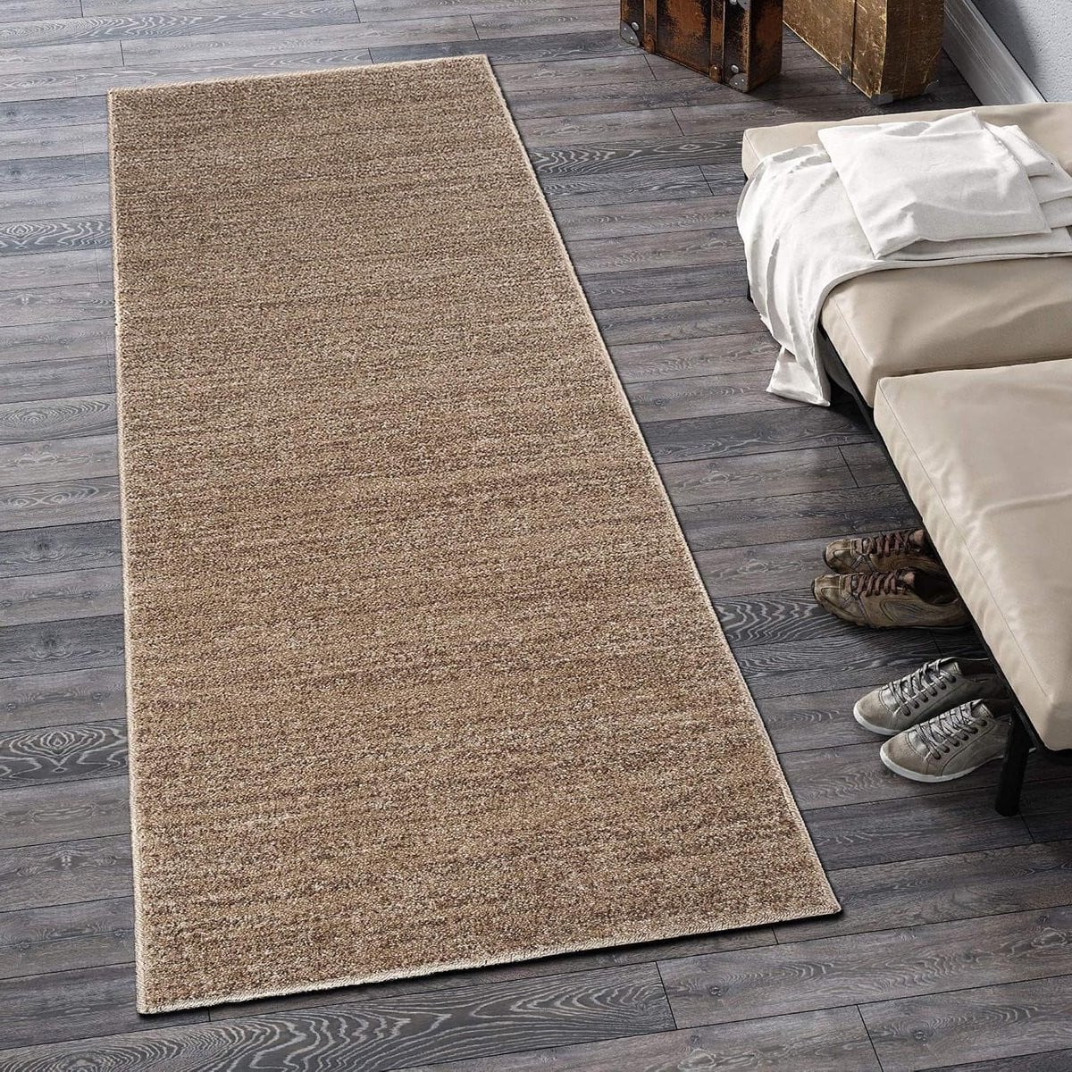 Beige Runner Tapijt voor Keuken, Gang of Slaapkamer - Polypropyleen - 90 x 750 cm