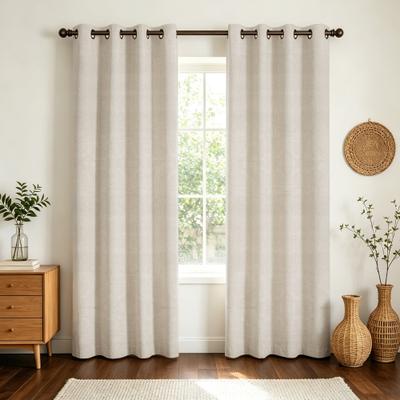 Awesome Home Linen Slub Texture Blackout Grommet Curtain Pair(2 Panels)