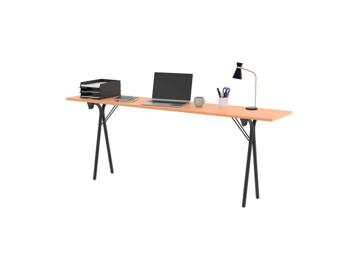 Table pliante Séminaire 3 places - Hêtre/Noir