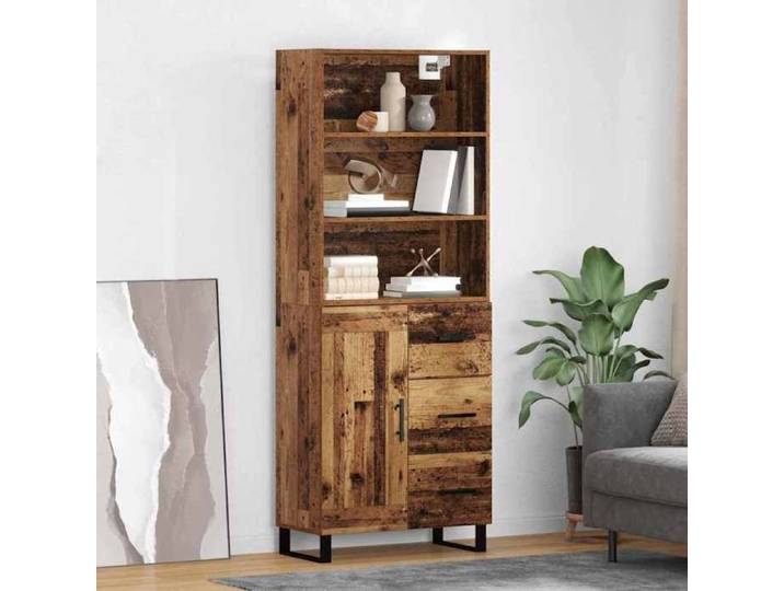 (ON SALE)Enfilade - Vitrine Buffet haut - Haut Armoire - Bois ancien 69 5x34x180 cm Bois d'ingénierie @FR9532297