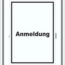 HB-Druck Anmeldung Schild mit Text Aufnahme hochkant A5 (148x210mm)