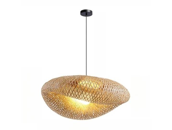 JOYINLED 80cm E27 Lampes suspendues en bambou, Lustre en rotin tressé fait main, Suspension pour la maison et la salle à manger