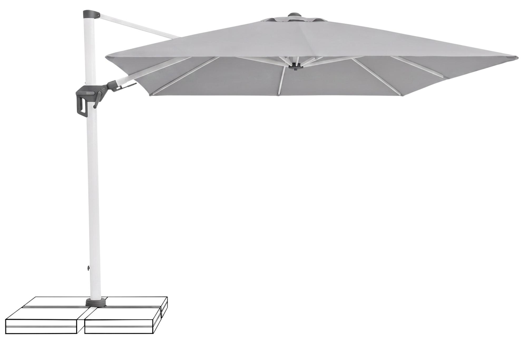 Doppler Active II Ampelschirm weiss Sonnenschirm 350 x 260cm Bezug hellgrau D827