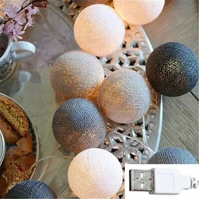 Evergreen Home Goods USB Christmas Fairy Lights, LED Ball String, Novelty Lamp Chain For Home, Outdoor, Wedding, Party Decoration usb Grey 3m 20leds