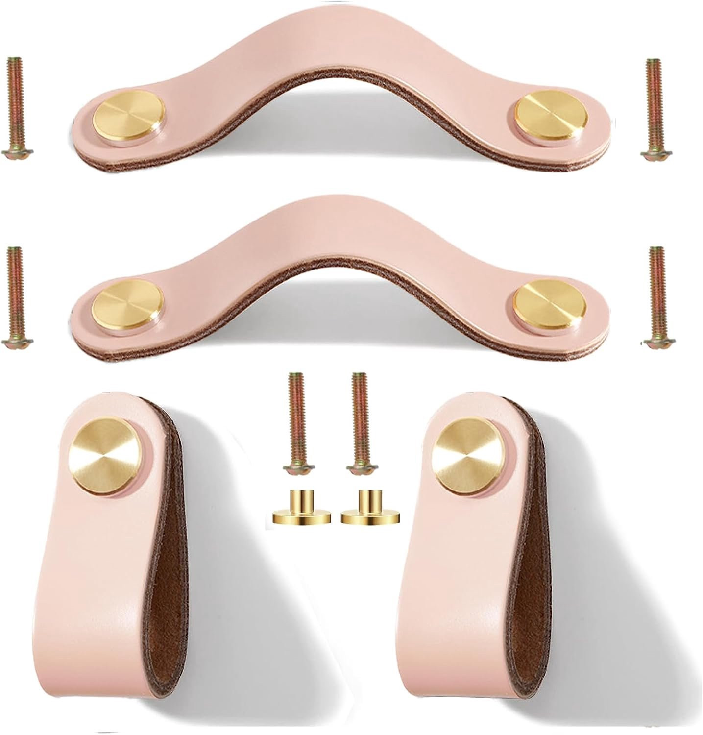 ServiceTopper Lederen handgrepen voor meubels, roze, 4 stuks, 13,8 cm