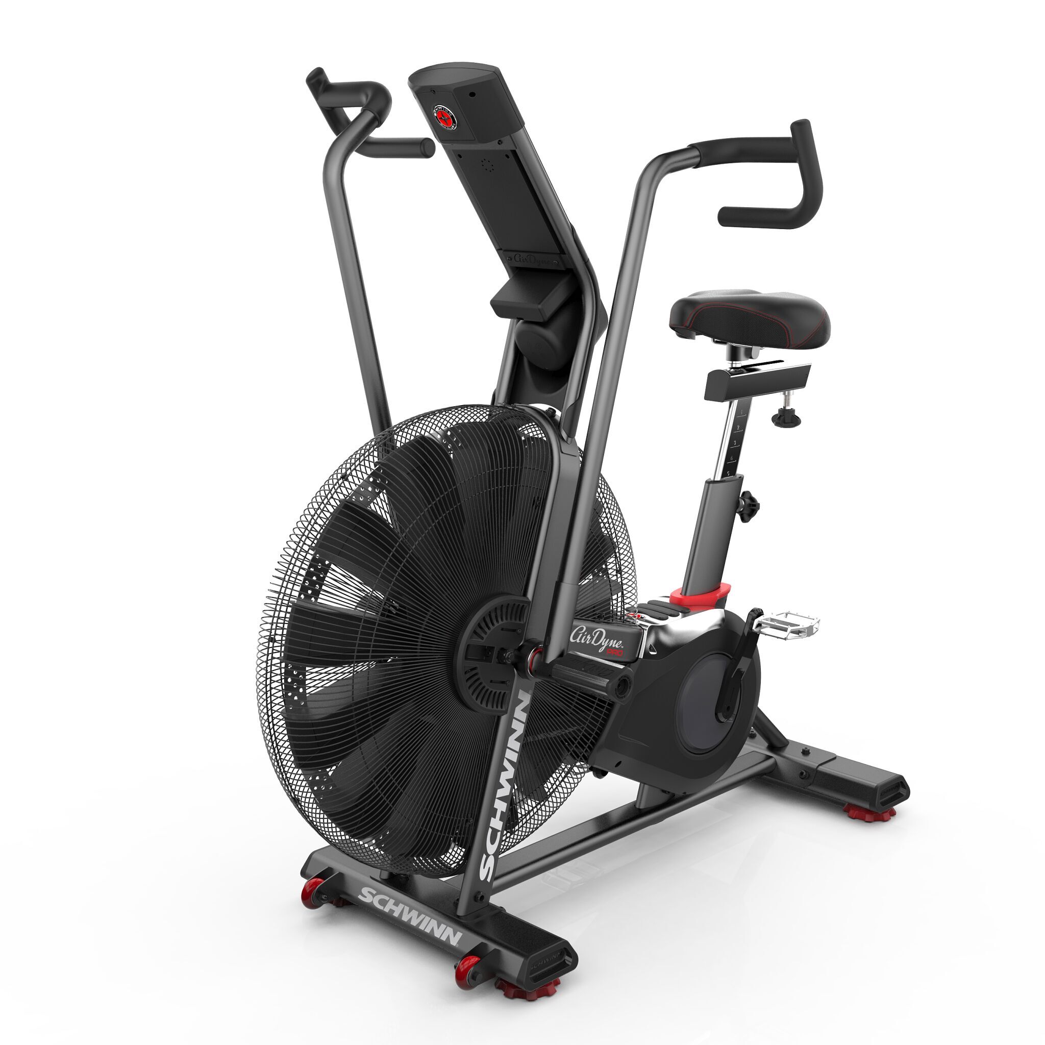 Schwinn Airdyne AD8, Spinnrad, 160 kg, Kalorien, Distanz, Herzfrequenz, Geschwindigkeit, Zeit, Schwarz, Tasten, LCD