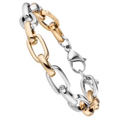 Armband JOBO "Statement", silber (edelstahlfarben), Armbänder, Damen, 22cm, Edelstahl, Armband, Edelstahl Bicolor-Optik 22 cm