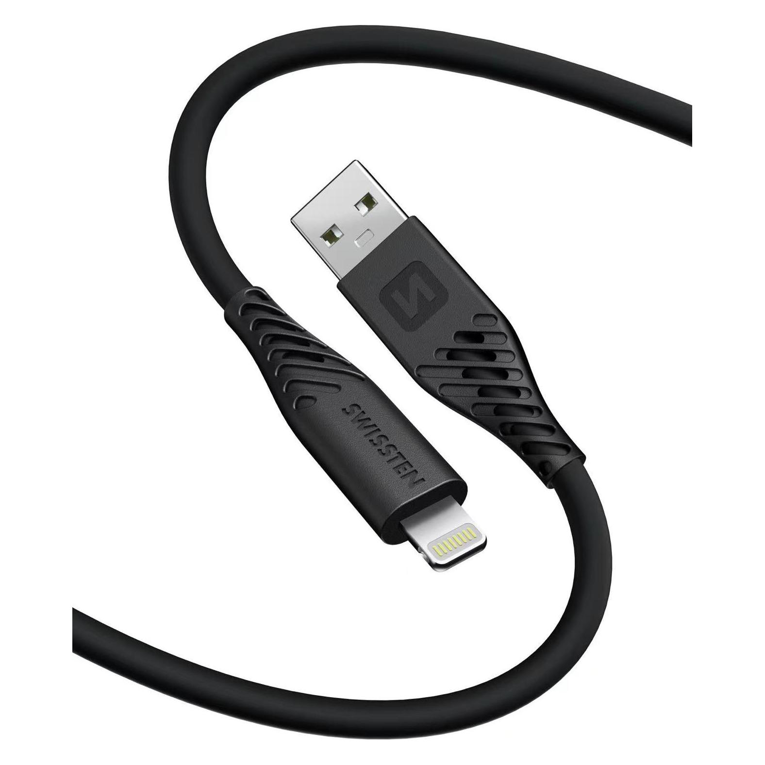 Swissten Data Cable Soft Silicone Usb / Lightning 1.5 M 60W Black (1.50 m, USB 3.2 Gen 1, 60 W) (71533010)