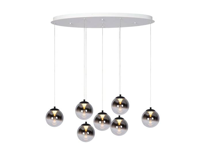 Suspension monza 7 ovale en verre fumé avec led 2700k dimmable