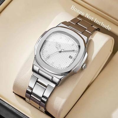 Inspire Select Luxury Square Men's Quartz Business Watch With Calendar white Without Box