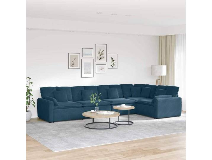Ensemble de canapés modulaires en velours bleu de haute qualité, faciles à nettoyer
