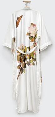 KIM + ONO Peony & Butterfly Men's Long Kimono Robe   KIM+ONO - white / one size