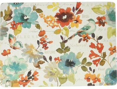 CounterArt Cala Home 4 Premium Hardboard Placemats Table Mats, Nature's Palette