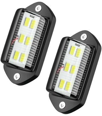Uplifted Finds 2 Pack Waterproof White LED License Plate Lights (12V24V) For Trucks, SUVs, Trailers, And Buses black