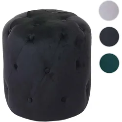 Hocker HWC-D22, Sitzhocker Ottomane, 42x39cm MVG-zertifiziert ~ Samt schwarz