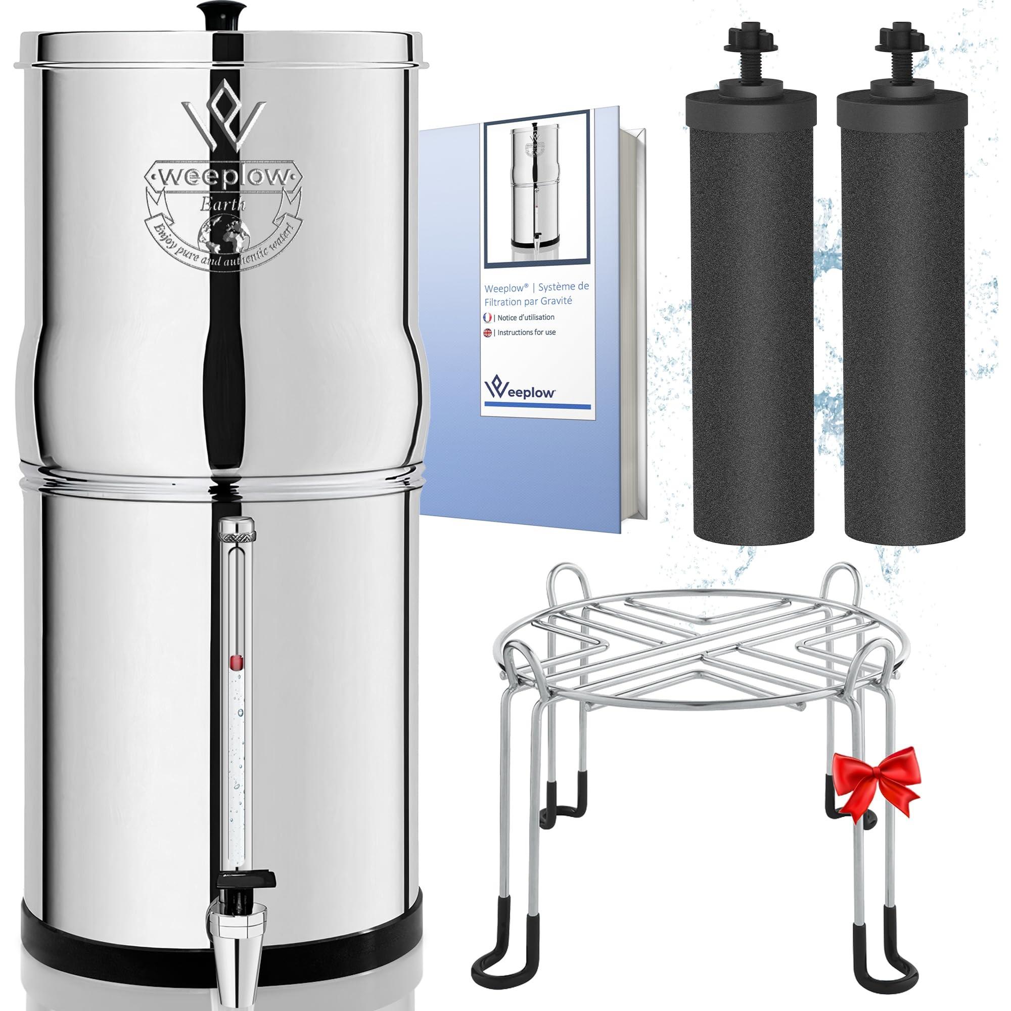 Gravity Wasserfiltersystem mit Edelstahlhahn und Reinigungselementen