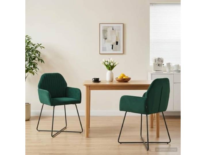 KGHFDVB Esszimmerstühle 2er Set Samt Dunkelgrün 55x50x84 cm Metallrahmen Samtbezug, Metallrahmen, ergonomisch, atmungsaktiver Sitz, pflegeleicht, platzsparend