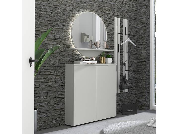 home24 Halmeubelset Mizzer 4-delig 127cm grijs