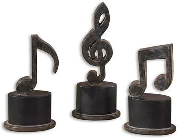 Uttermost Music Notes Aged Black Metal Figurines (Set of 3)