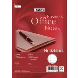 LANDRÉ Office Notizblock DIN A5 Kariert Spiralbindung Karton Rot Nicht perforiert 80 Seiten 40 Blatt