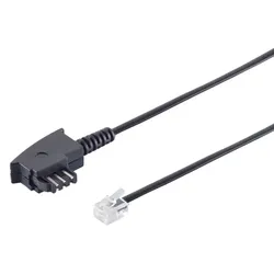 Telefon-Anschlusskabel-TAE F-Stecker > Western-Stecker 6/4 Siemens schwarz 3,0m