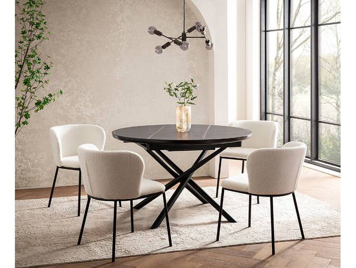 Table à manger Chabile Ø 120cm Noir/Noir