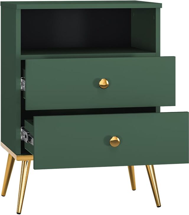 Petits meubles Chevet 2 tiroirs mélaminé vert Vert 50x70x34cm