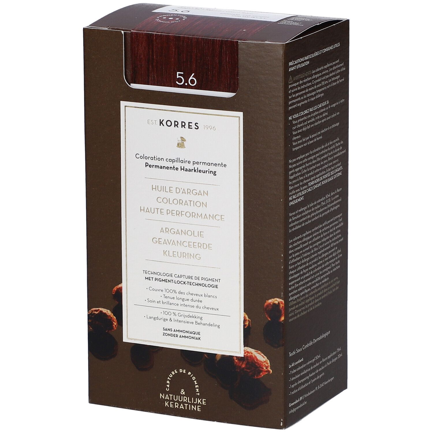 Korres Argan Oil Advanced Colorant 5.6 Light Red Brown 1 St Set