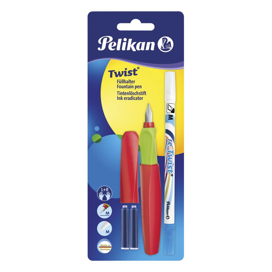 Pelikan Twist Fountain Pen mit 2 Tintenpatronen und Tintenlöscher (2x) (005585)
