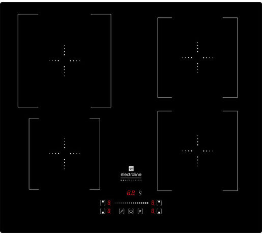 Electroline IHES4S61 piano cottura a induzione Nero Da incasso 60cm 4 zone power manager