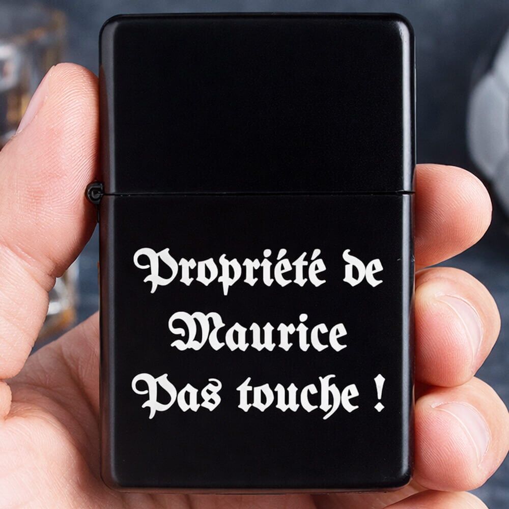 Ocadeau Briquet tempête noir gravé