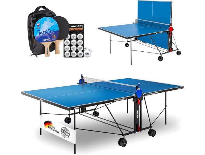 Gewo Tischtennisplatte Outdoor AWR Easy, Tischtennistisch klappbar, blau (1-tlg)