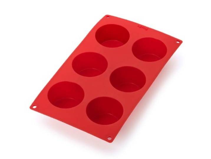 Lékué Moule pâtisserie Muffins 6 cavités\, silicone platine rouge