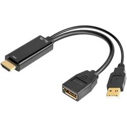 PremiumCord adaptér HDMI to DisplayPort Male/Female s napájením z USB (HDMI, DisplayPort), Video Adapter, Schwarz