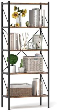 "1/2 PCS 5-Tier Bookshelf 63"" Tall Bookcase with Open Shelves"