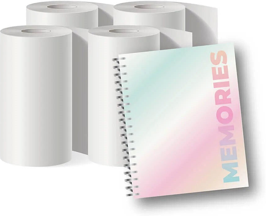 MOB Fotopapir til MOB Pixiprint Kamera m. Mindebog & Stickers - 4 stk - Hvid
