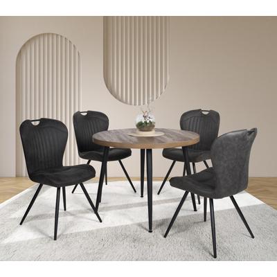 Essgruppe DUO COLLECTION "Esszimmergruppe Marla & Zoe", grau (anthrazit, schwarz), MDF, Polyester, Sitzmöbel-Sets, Essgruppe, Ø 100 cm, massives Metallgestell, bis 100 kg belastbar