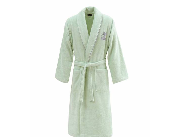 Peignoir brodé col châle 420 g/m² menthe s