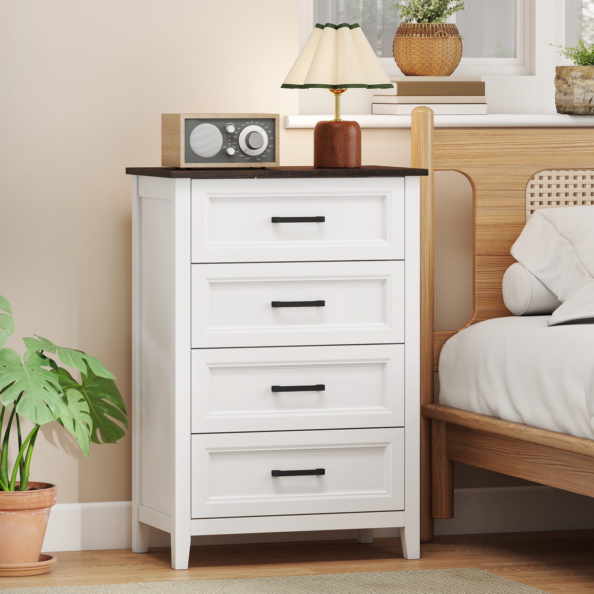 Homcom Comò stretto e alto con piano effetto legno, 60x35x87 cm, Bianco   Aosom Italy