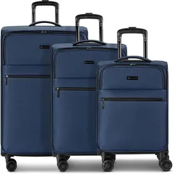 Bugatti Valencia Soft 4 Rollen Kofferset 3-teilig mit Dehnfalte, Koffer, Blau