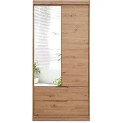 DREHTÜRENSCHRANK Madero mit Spiegel und 2 Schubladen, 103 cm, eiche Artisan