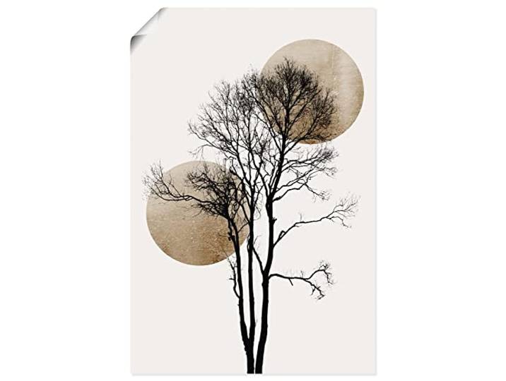 ARTLAND Wanddeko Poster & Kunstdrucke Wandposter 40x60 cm Hochformat Minimalismus Sonne Mond Baum Silhouette U3XE