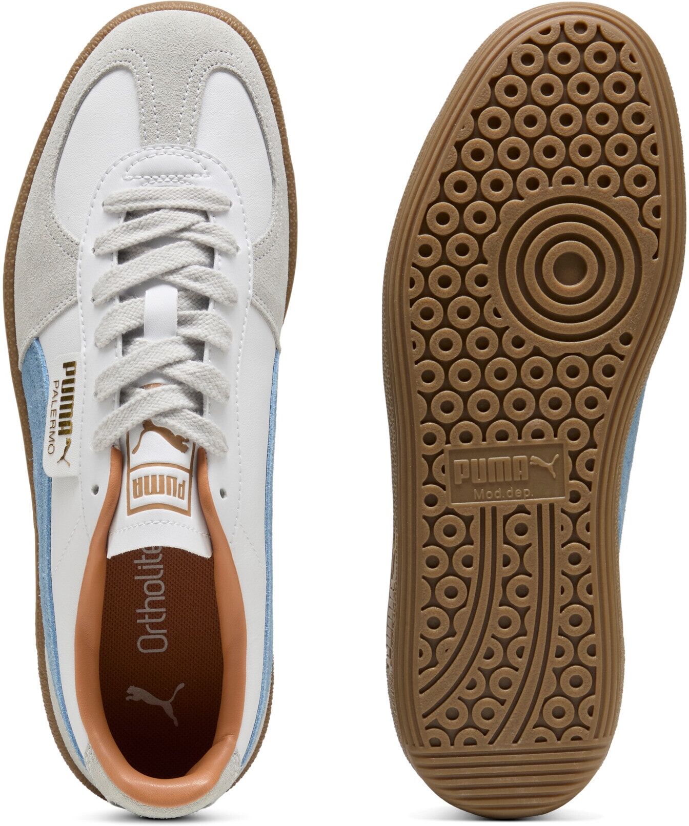 Sneaker PUMA "PALERMO LTH", Damen, Gr. 38, blau (puma weiß, zen blau), unifarben, Schuhe Sneaker puma weiß, zen blau 38