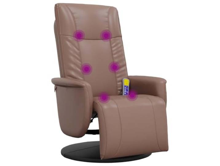 Klappbarer Massagestuhl mit Fuß, Braun, Kunstleder, 6 Punkte 360 Grad Drehung, Fernbedienung inklusive, USB 5V Stromversorgung, fleckenabweisende Polsterung, stabiler Sperrholzrahmen und