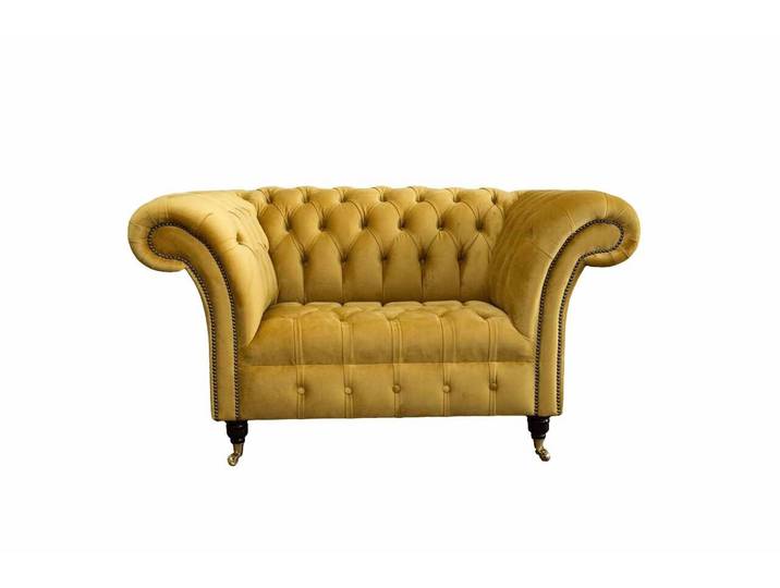 Xlmoebel Chesterfield-Sessel Gelber Luxus Sessel aus Textil im eleganten Design (1-St., Gelber Sessel), Made in Europa