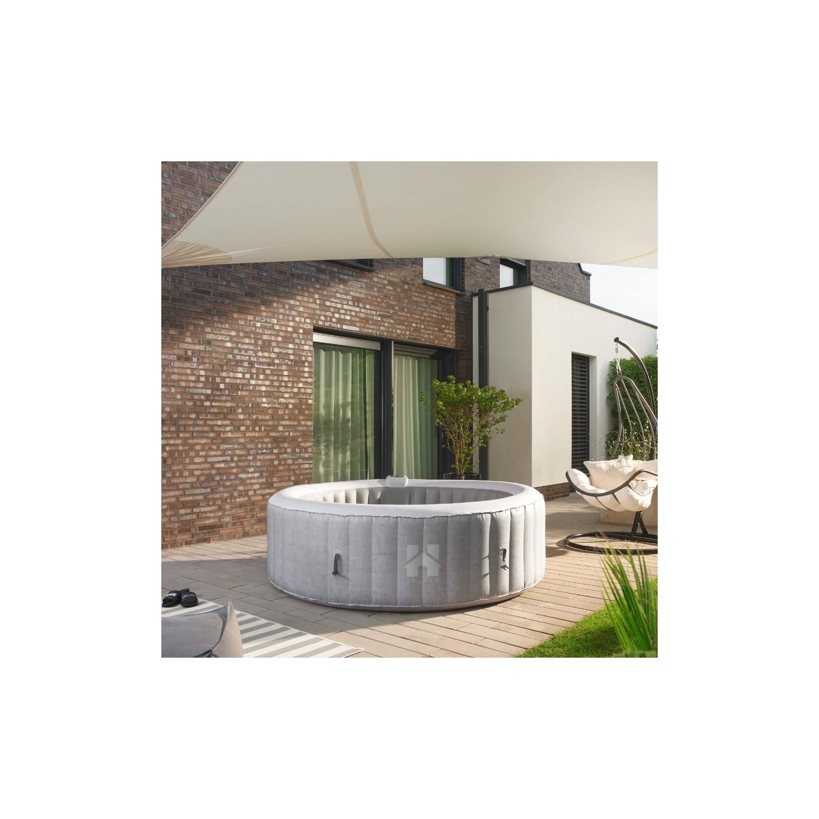 HOME DELUXE Outdoor Whirlpool SPLASH inkl. Abdeckung - Ø208 cm 6 Personen Beton
