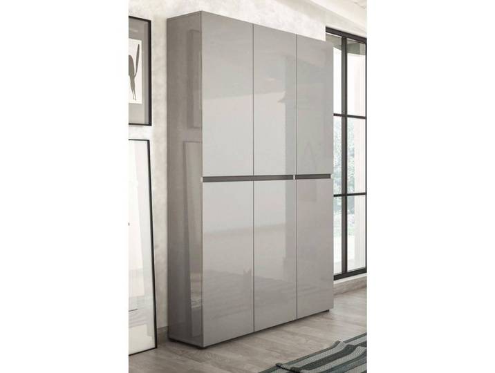 Meuble à Chaussures Diva Dmora Bois Contreplaqué Gris 34x122x200h cm