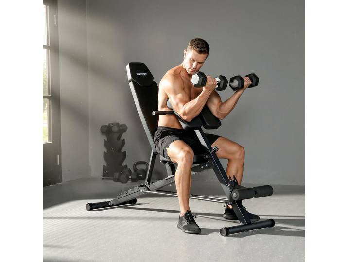 SPORTNOW Banc Musculation Réglable Noir 6 Positions