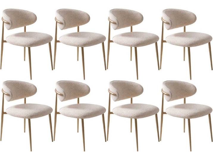 JVmoebel Esszimmerstuhl 8x Stuhl Stil modern Farbe beige Wohnzimmer gemütlich Stoff Metall neu